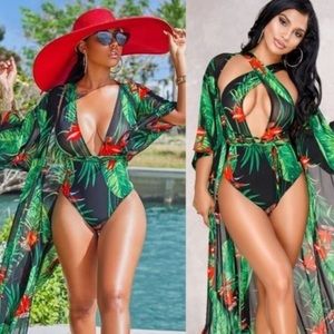 Matching bathing Suit & Cover Up Tropical